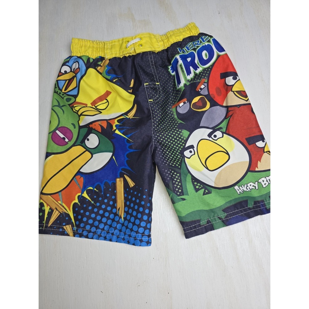 Angry Birds Space Boys Swim Trunks 6/7 Elastic Waist Red Yellow Green